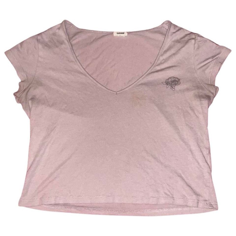 Garage fairy v neck lavender purple flower crop top cropped graphic tee violet